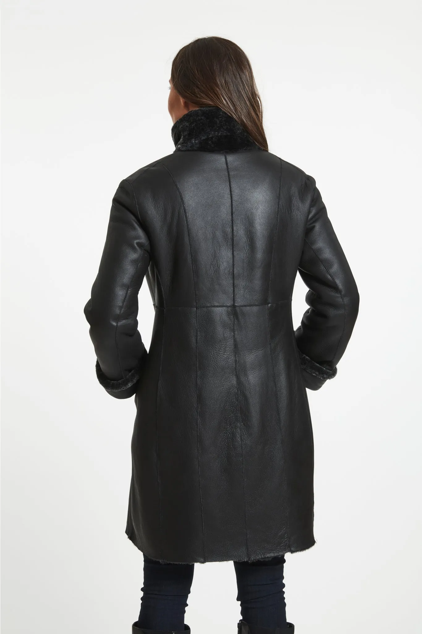 Reversible Shearling Coat with Style #7192CHAR - $795.00