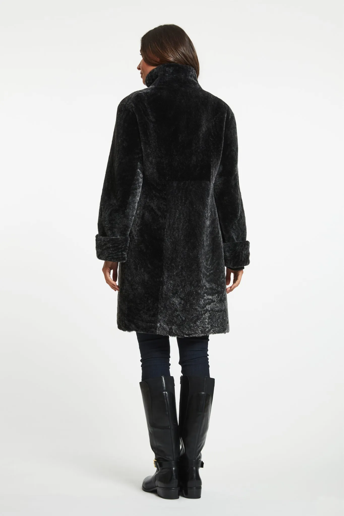 Reversible Shearling Coat with Style #7192CHAR - $795.00