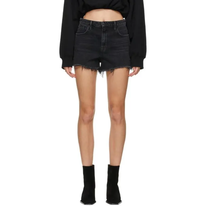 Alexander Wang Grey Denim Bite Zip Shorts