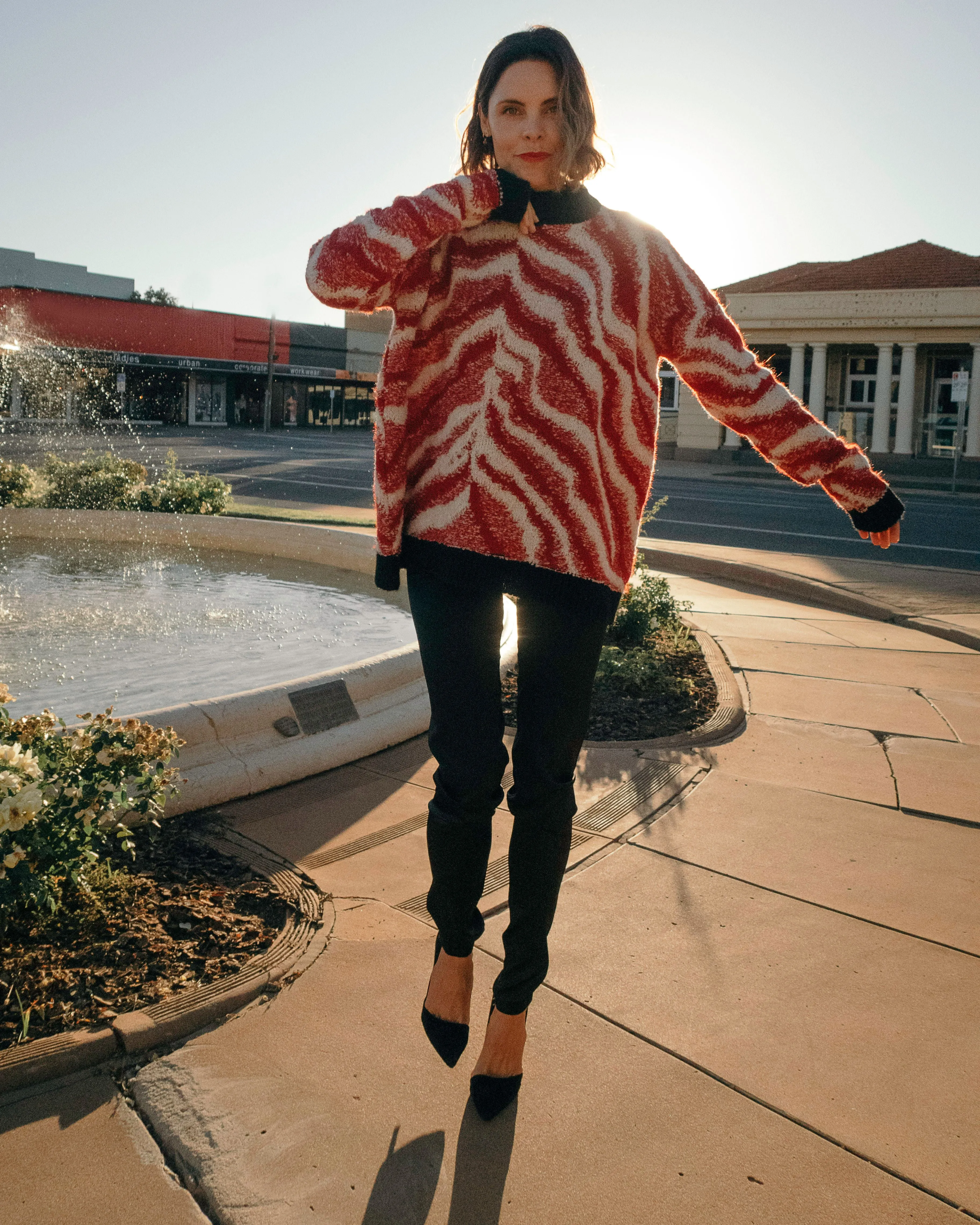 Amano colab abstract jacquard crew neck sweater