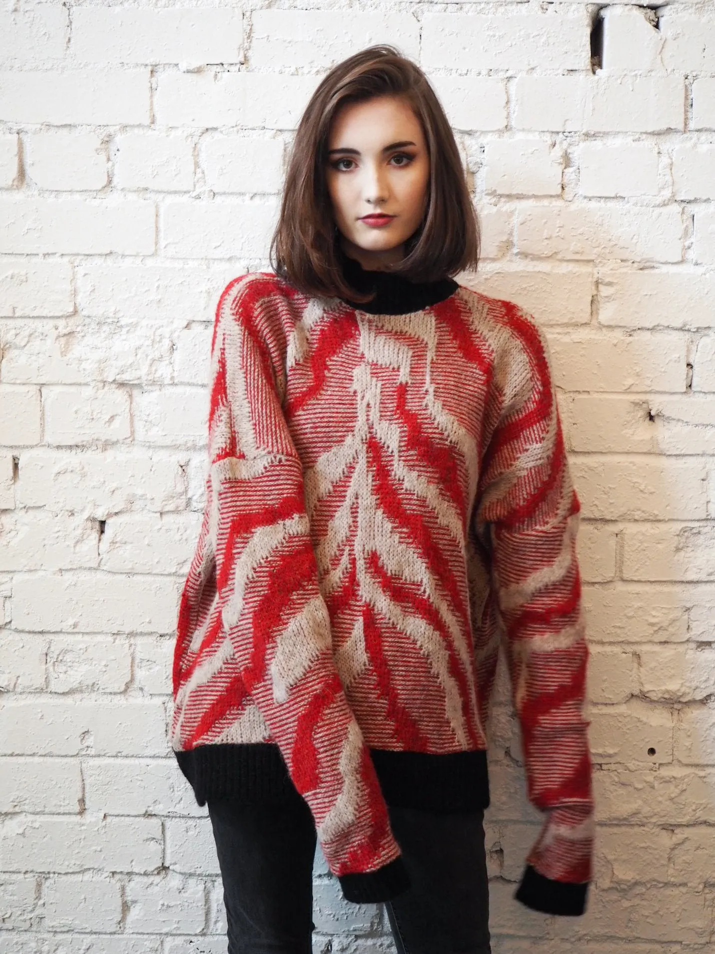 Amano colab abstract jacquard crew neck sweater