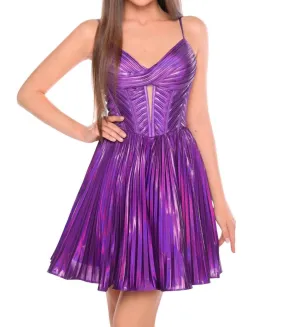 Amarra - Sleeveless Metallic A-line Dress