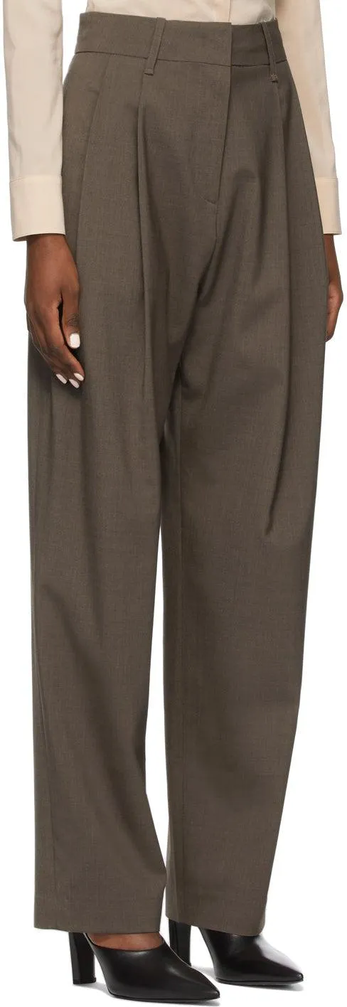 Arch The Brown Wool Two Pleats Trousers