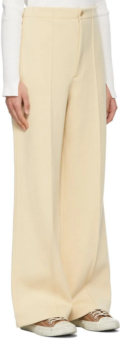 AURALEE Beige Nylon Double Knit Trousers
