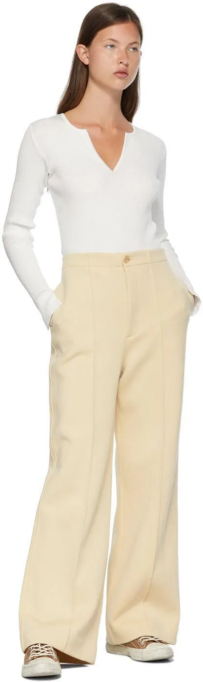 AURALEE Beige Nylon Double Knit Trousers