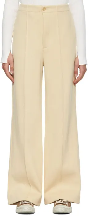 AURALEE Beige Nylon Double Knit Trousers