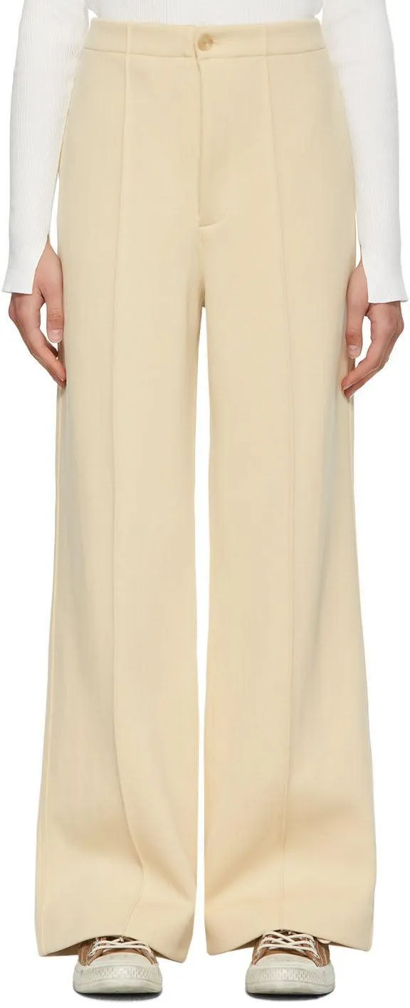 AURALEE Beige Nylon Double Knit Trousers
