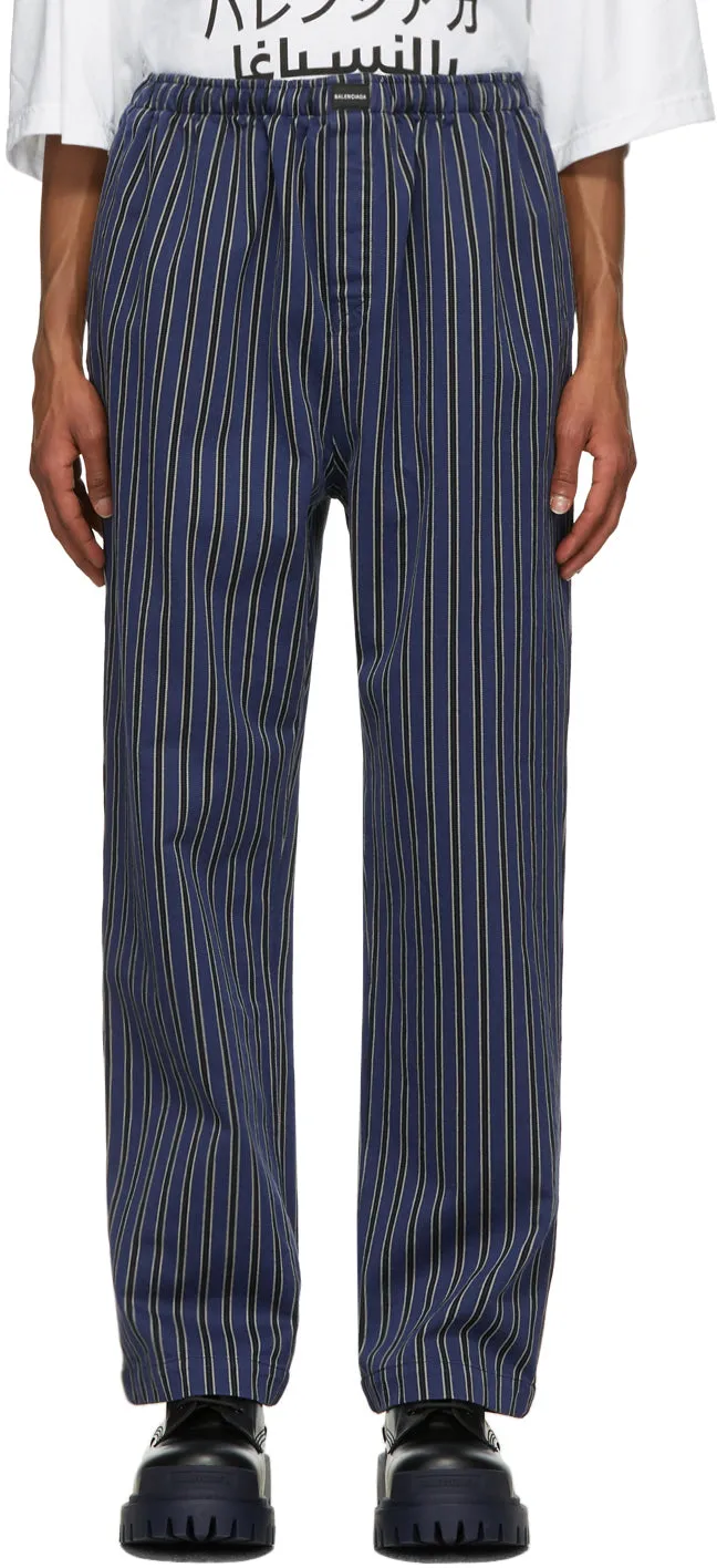 Balenciaga Navy Gabardine Pyjama Trousers