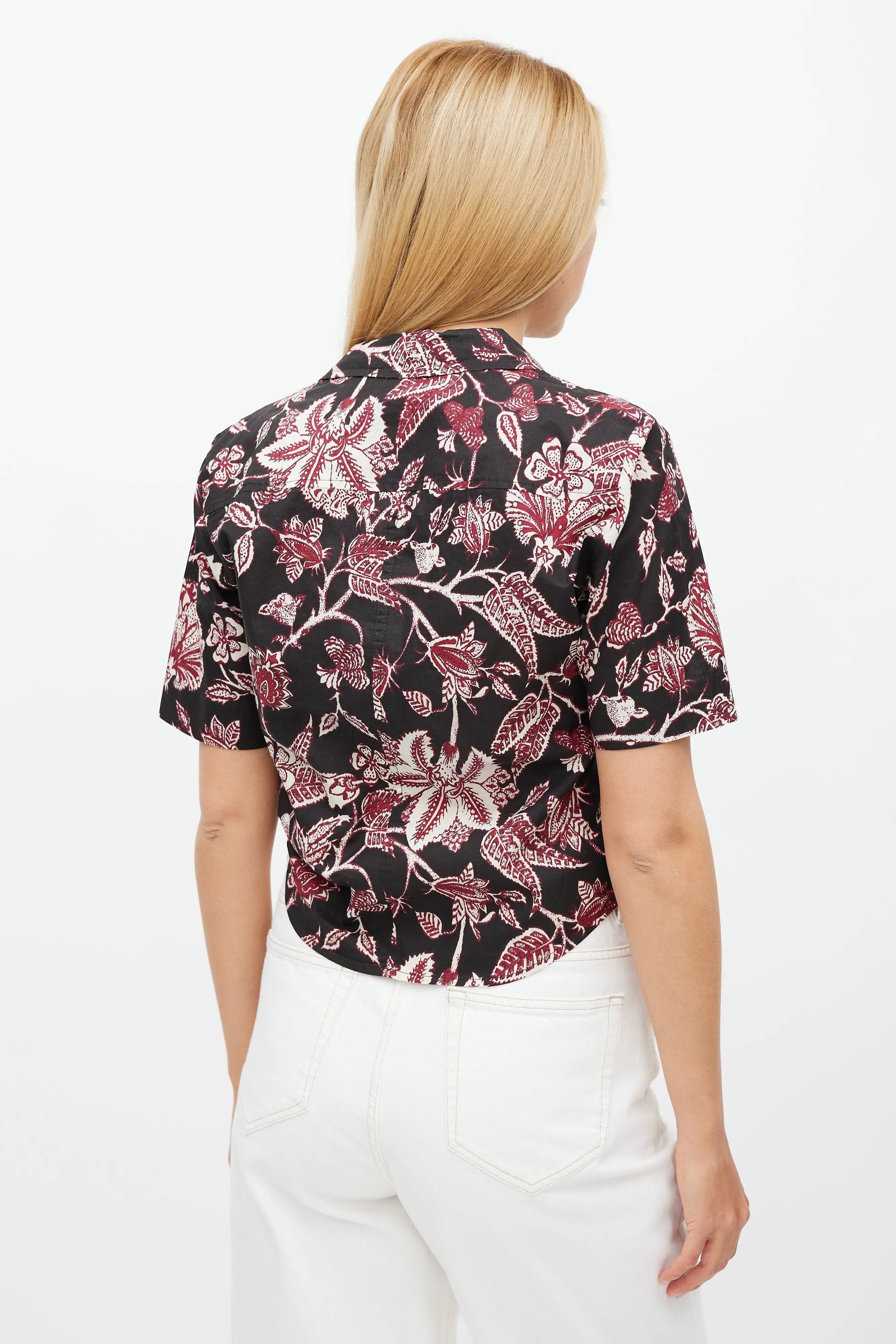 Black & Red Floral Neel Tie Shirt