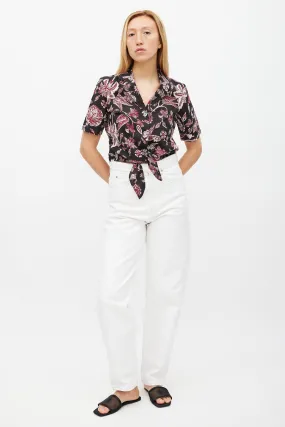 Black & Red Floral Neel Tie Shirt