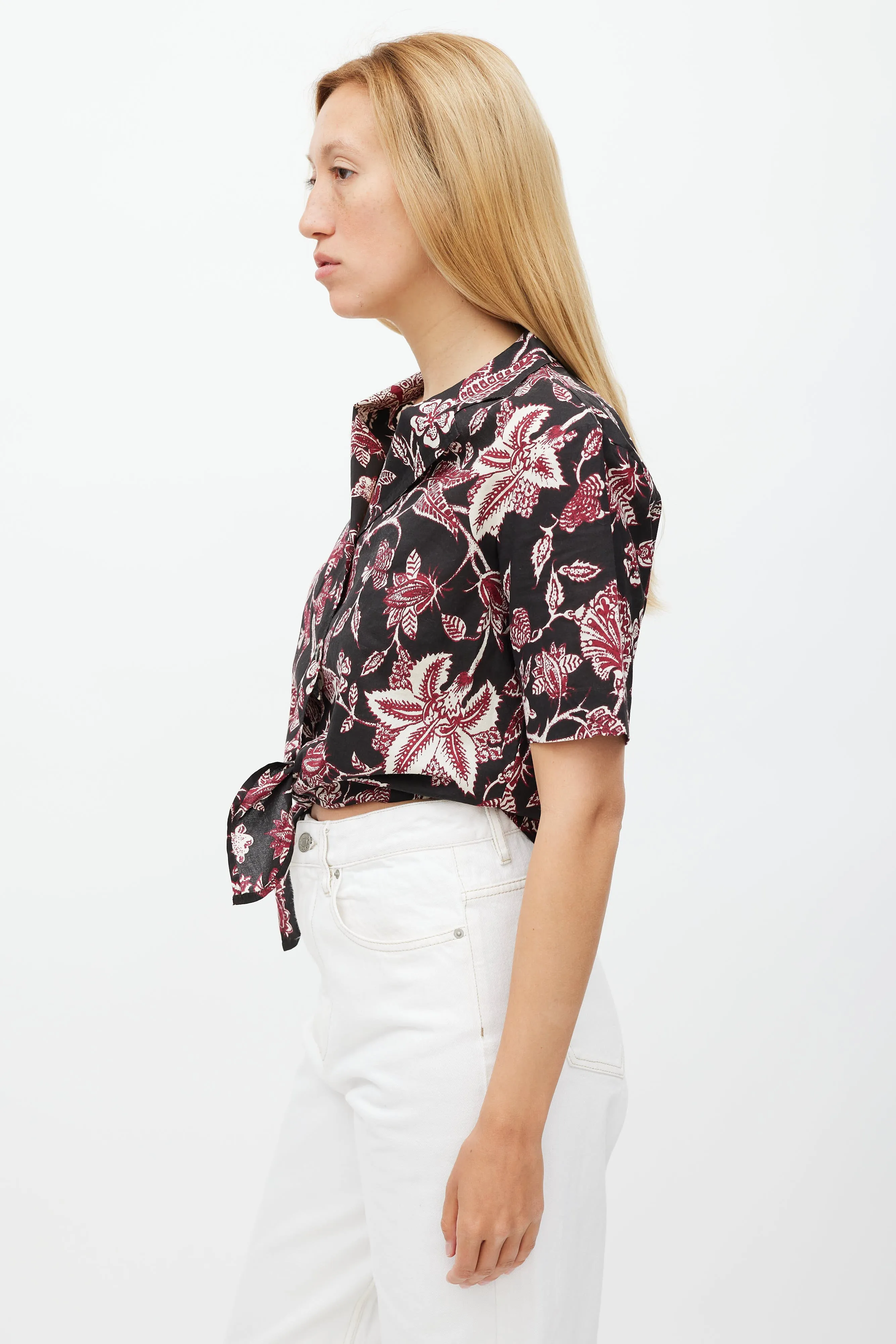 Black & Red Floral Neel Tie Shirt
