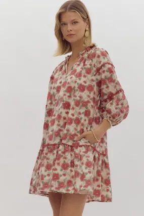 Daniella Puff Sleeve Dress in Berry