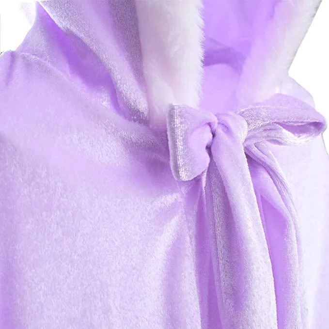 Deluxe Elsa Princess Purple Cape Costume for 3-12 Girls Years