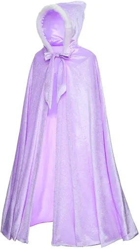 Deluxe Elsa Princess Purple Cape Costume for 3-12 Girls Years