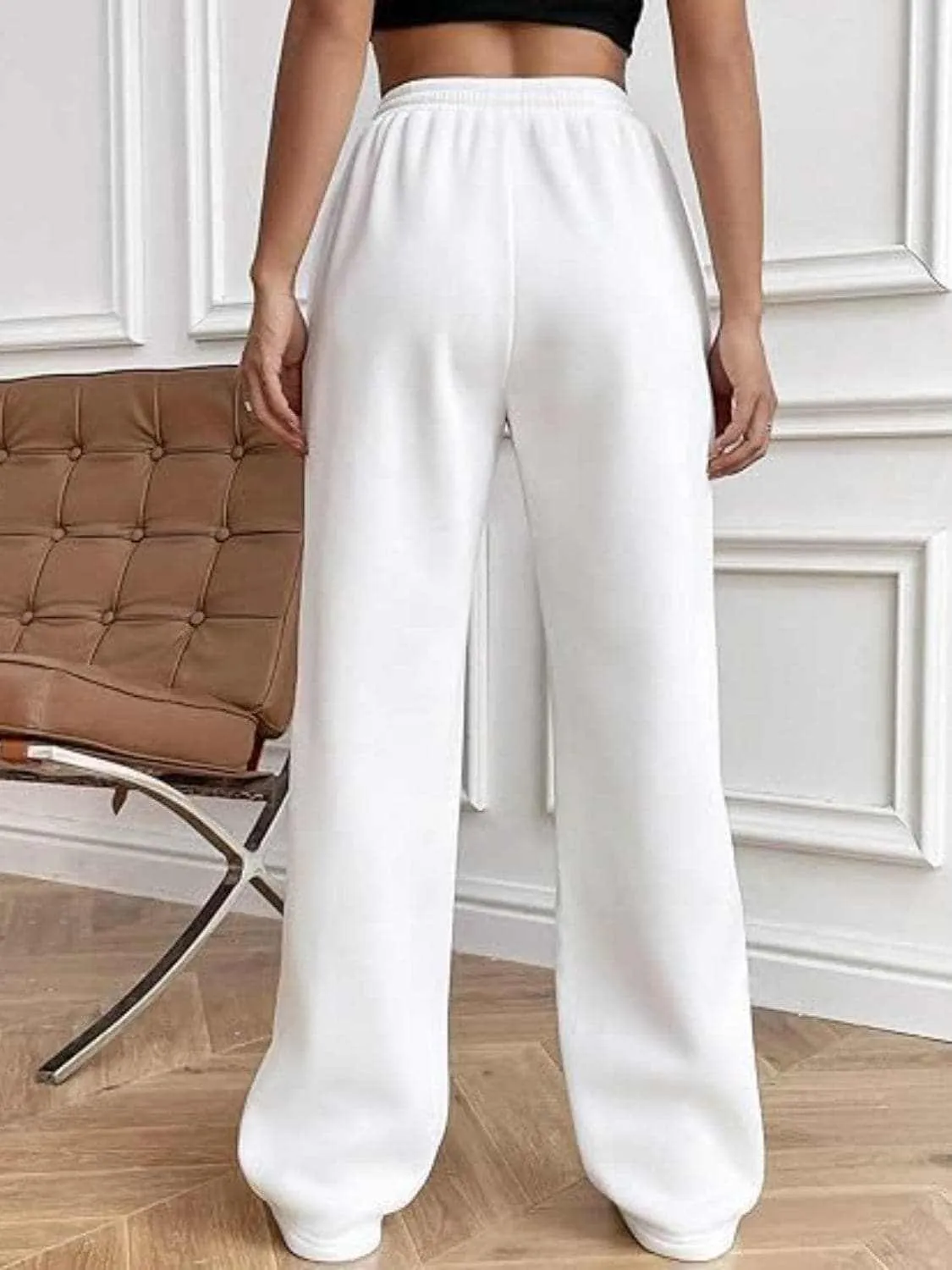 Drawstring wide-leg trousers with pockets