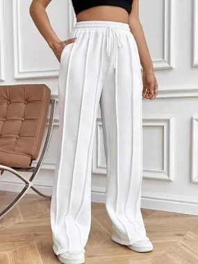 Drawstring wide-leg trousers with pockets