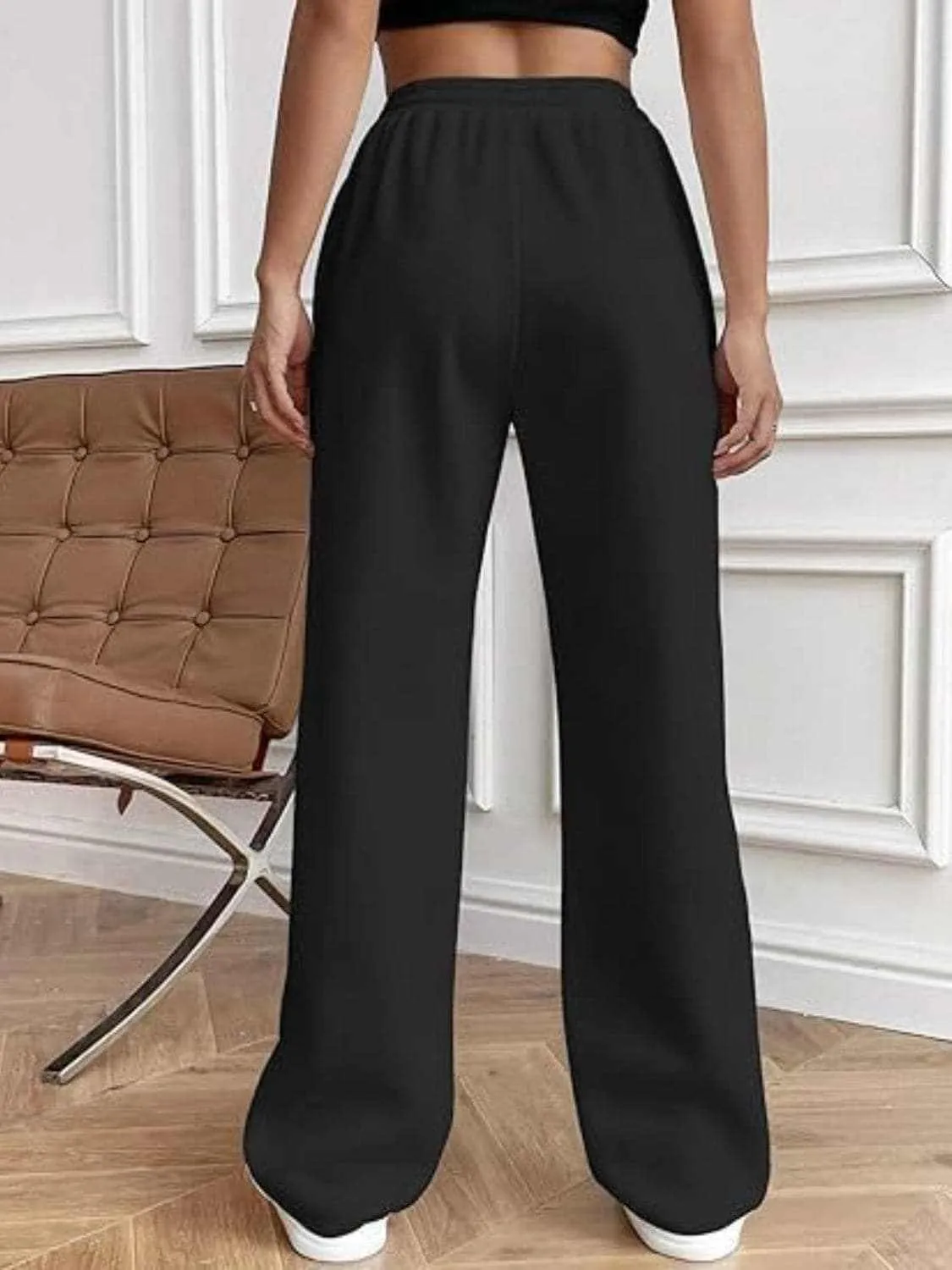 Drawstring wide-leg trousers with pockets