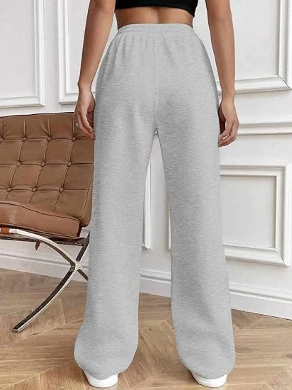 Drawstring wide-leg trousers with pockets