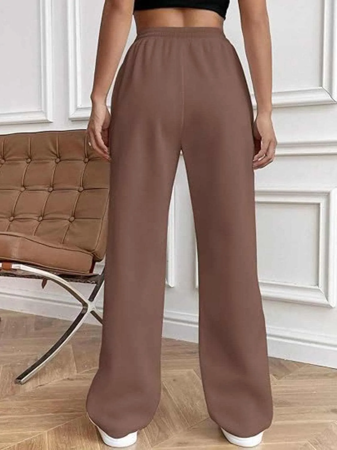 Drawstring wide-leg trousers with pockets