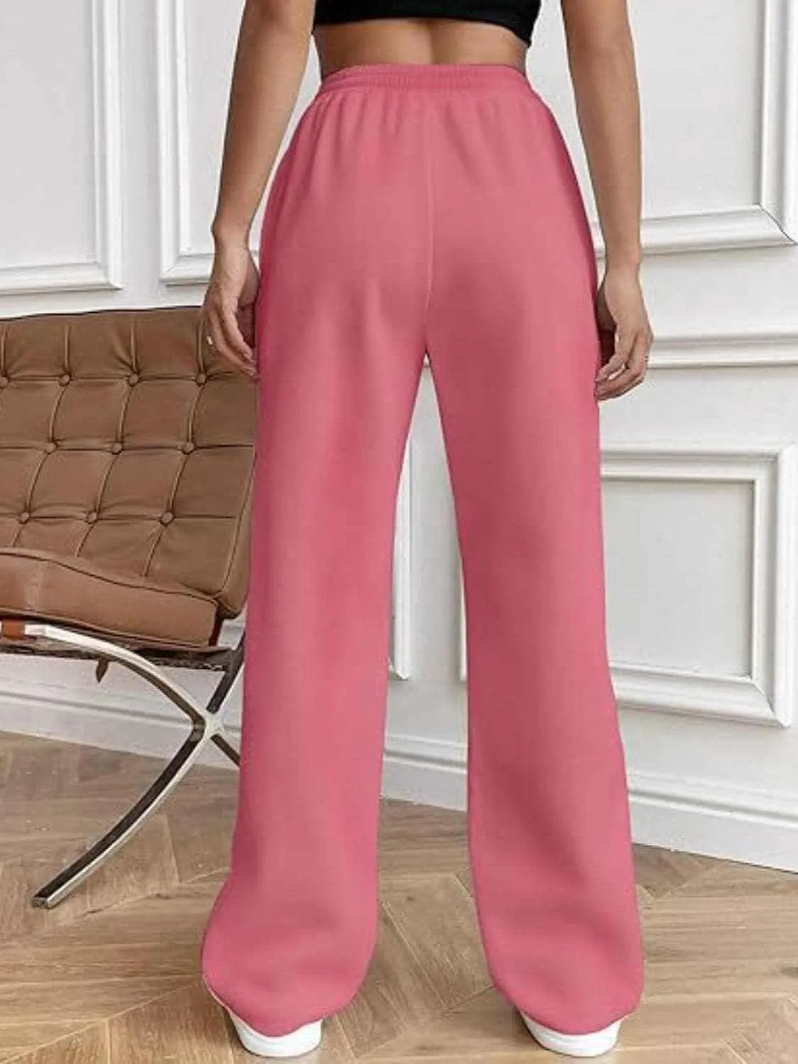 Drawstring wide-leg trousers with pockets