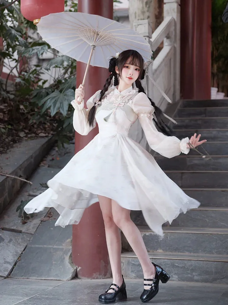 Dress China Print Bamboo Pre-order Floral Flower Suspender