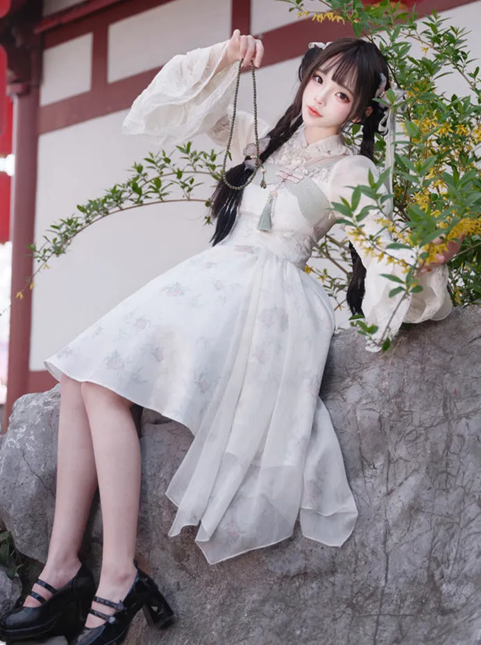 Dress China Print Bamboo Pre-order Floral Flower Suspender