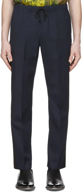 Dries Van Noten Navy Perkino Tape Trousers