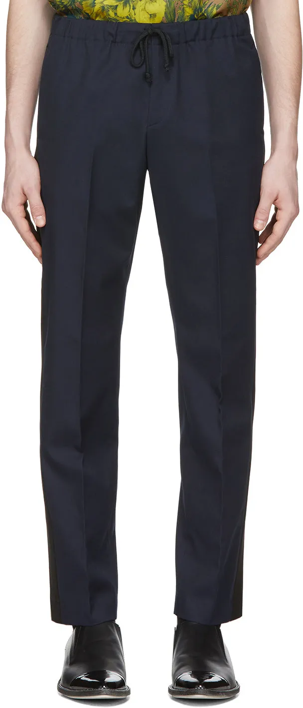 Dries Van Noten Navy Perkino Tape Trousers