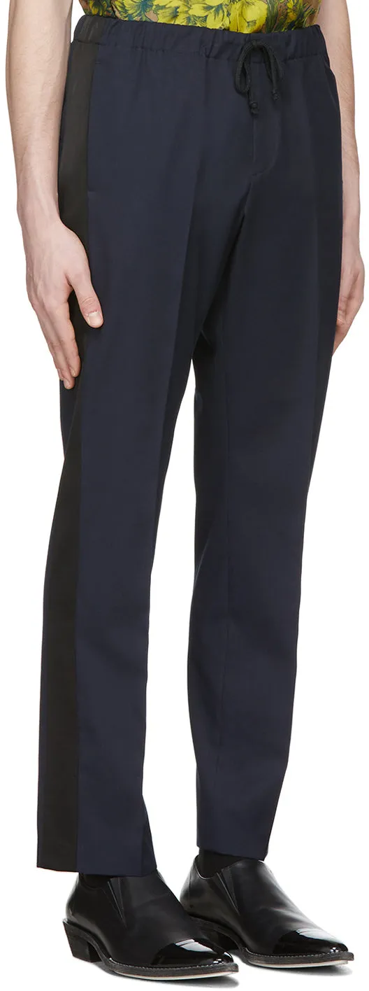 Dries Van Noten Navy Perkino Tape Trousers