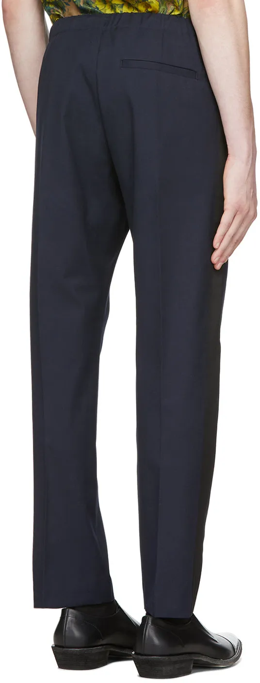 Dries Van Noten Navy Perkino Tape Trousers