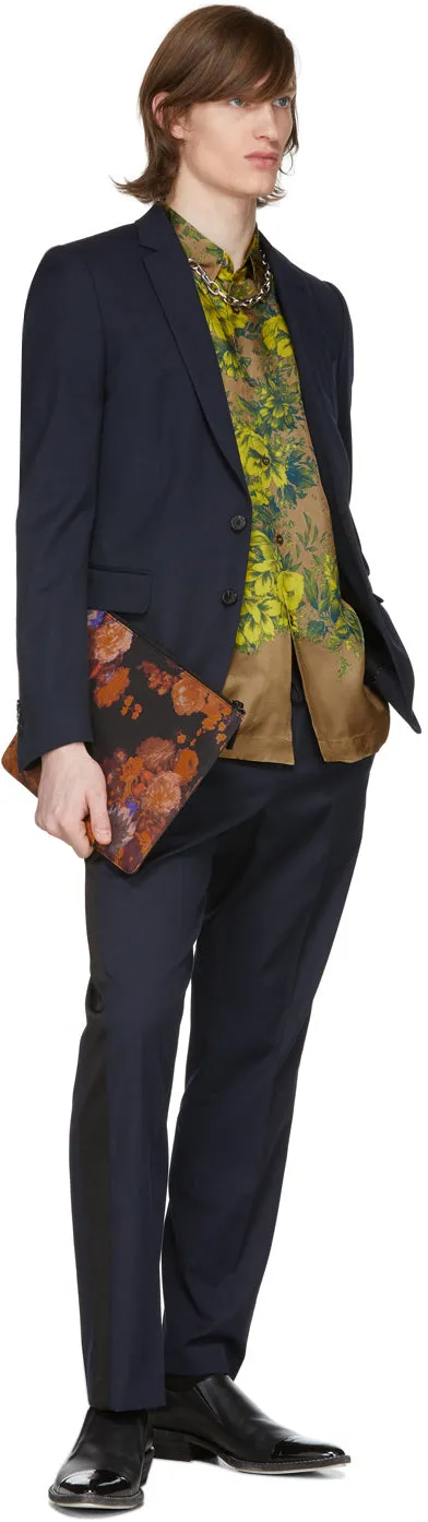 Dries Van Noten Navy Perkino Tape Trousers