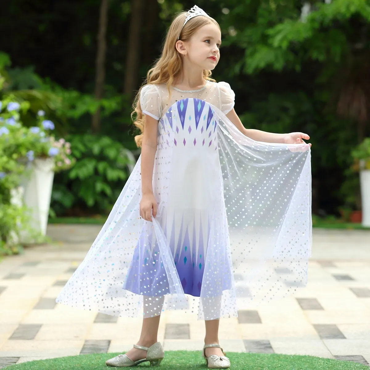 Elsa Dress Princess Costume for Girls Frozen 2 Sequin Cosplay Party Dress up