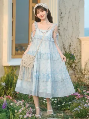 Fairy Loose Dress Blue Lace Floral
