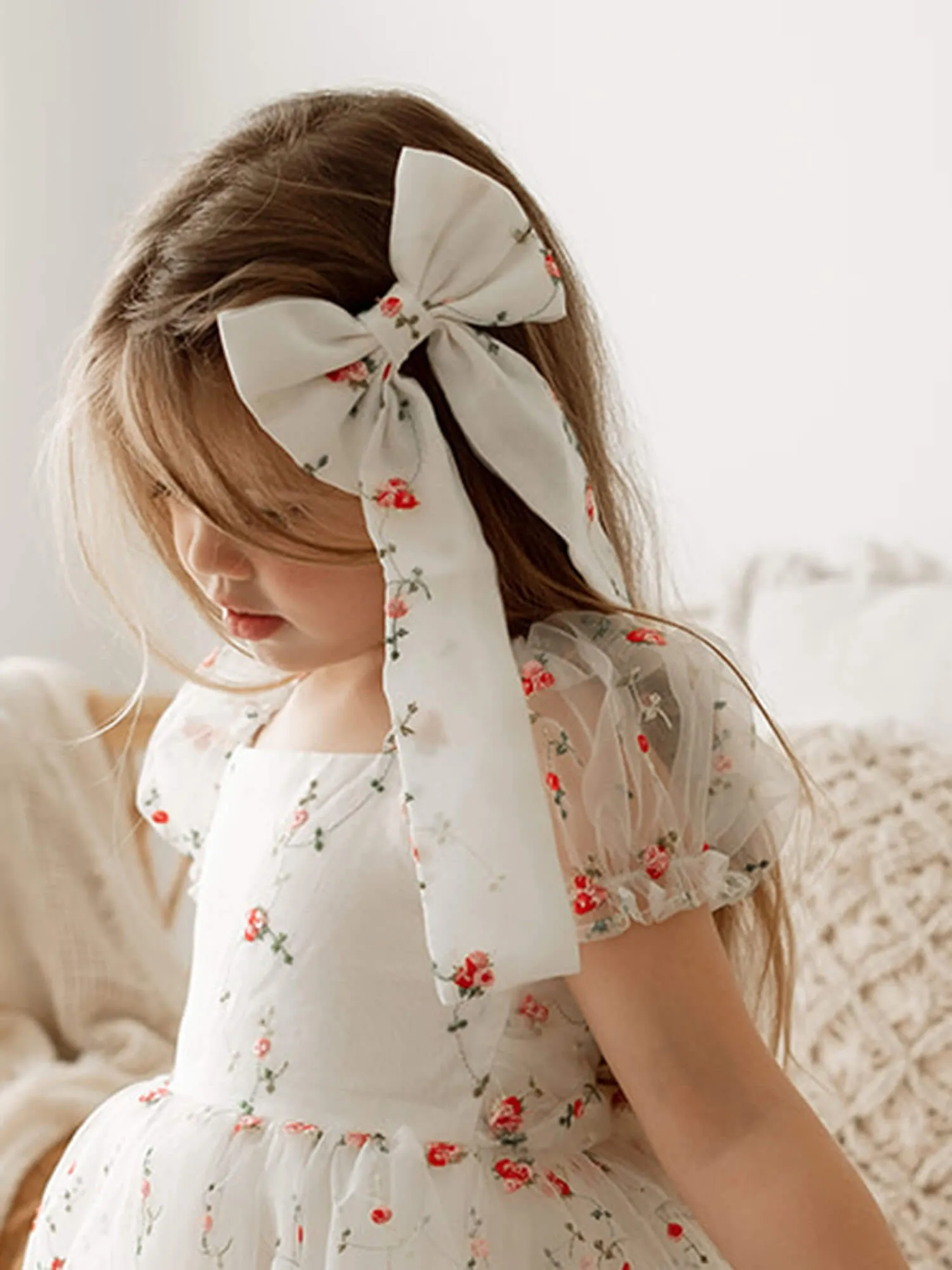Floral organza bow
