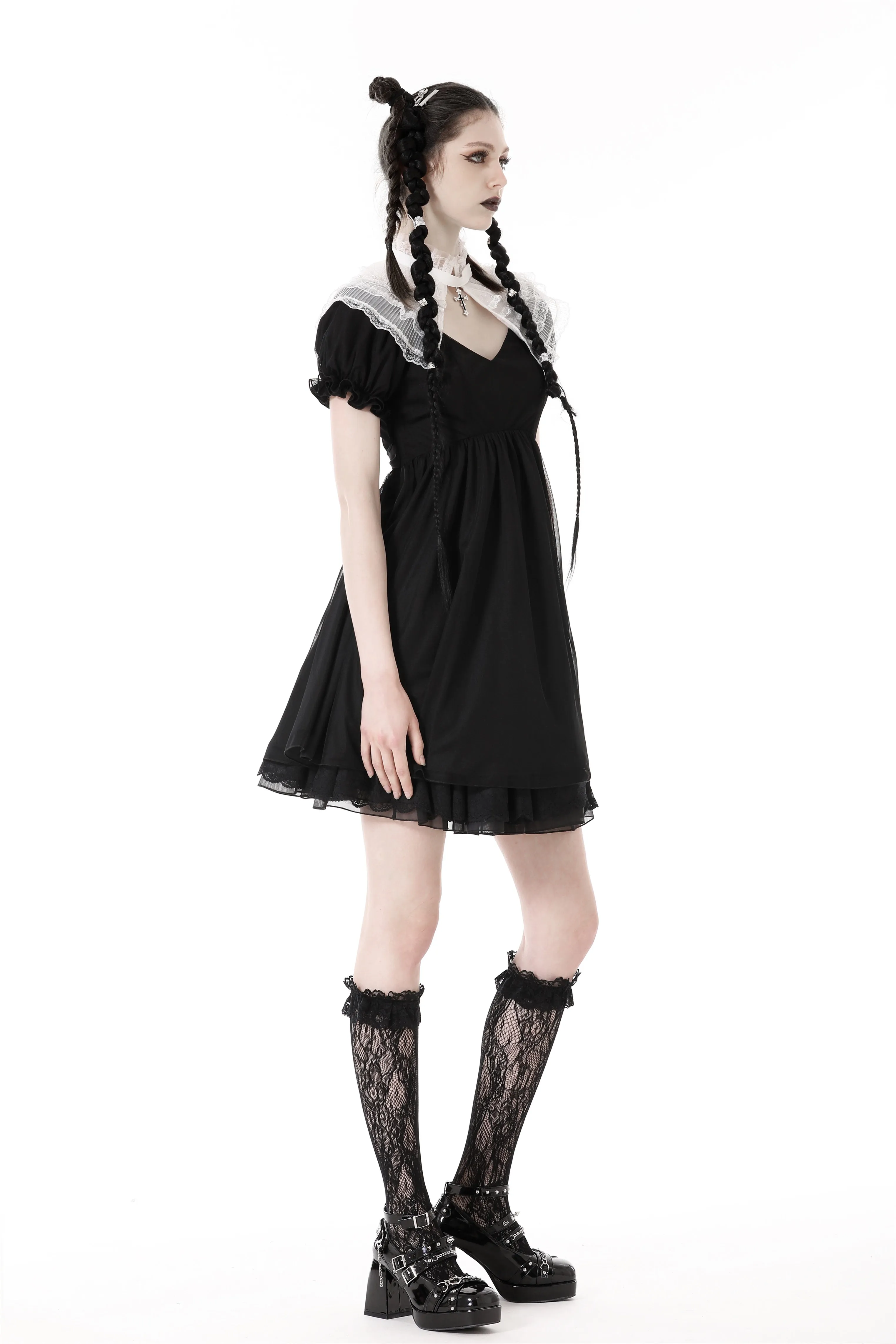 Gothic lolita cross black white princess dress DW807BK