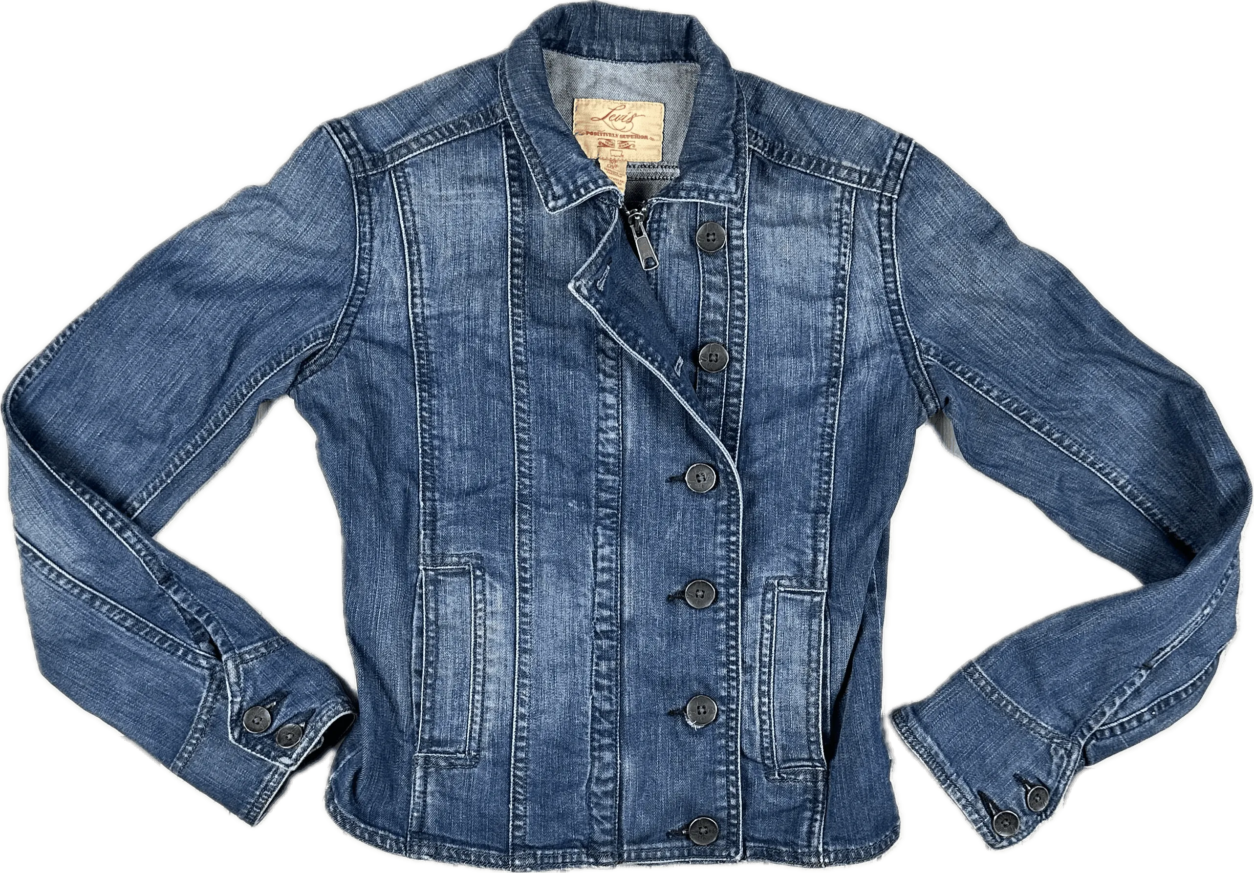 Levis Zip & Button Front Denim Jacket - Size S