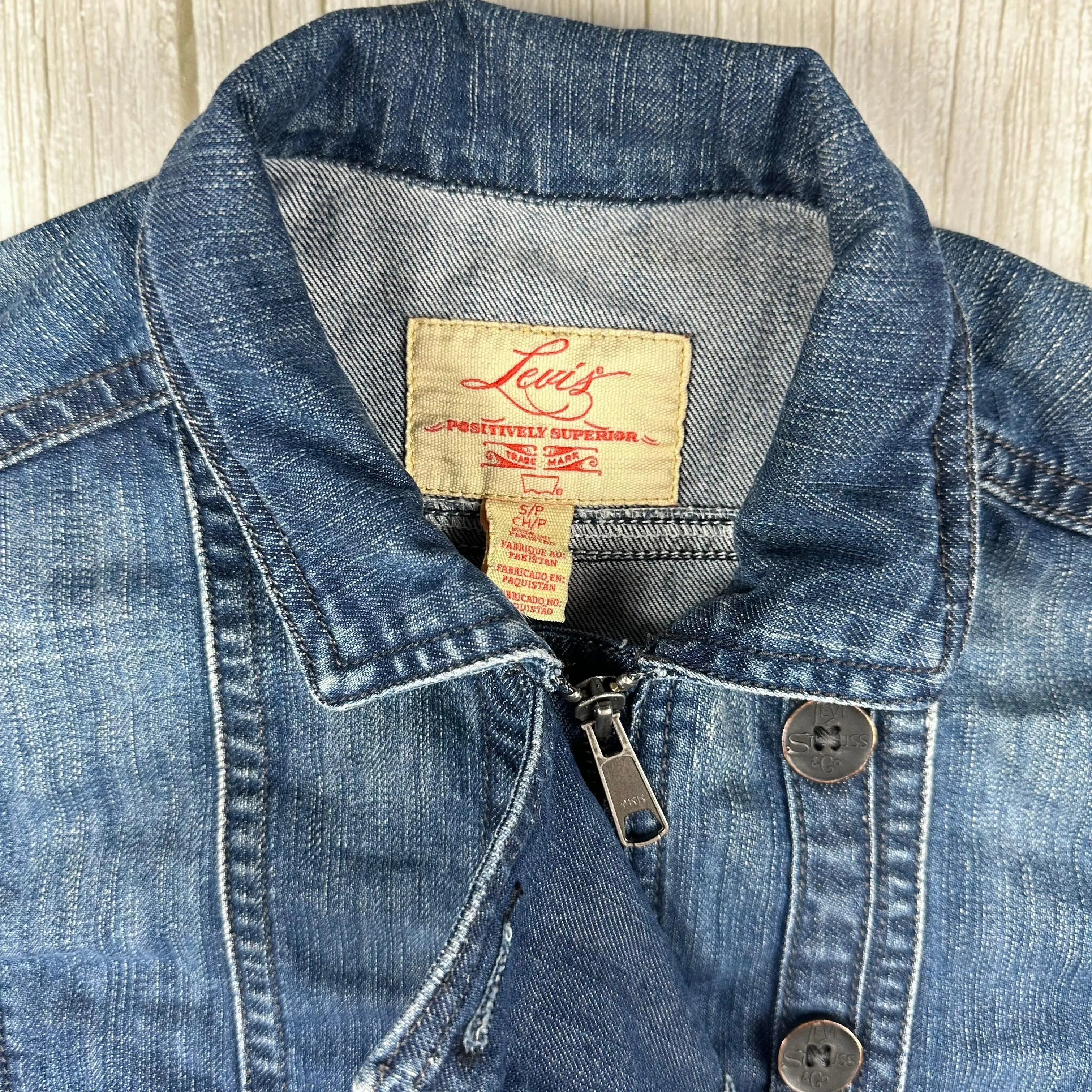 Levis Zip & Button Front Denim Jacket - Size S