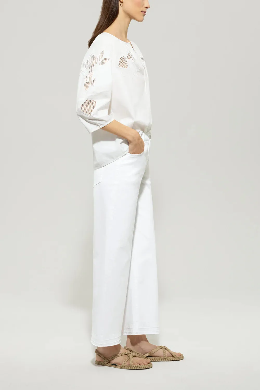 LUISA CERANO White Wide Leg Jeans