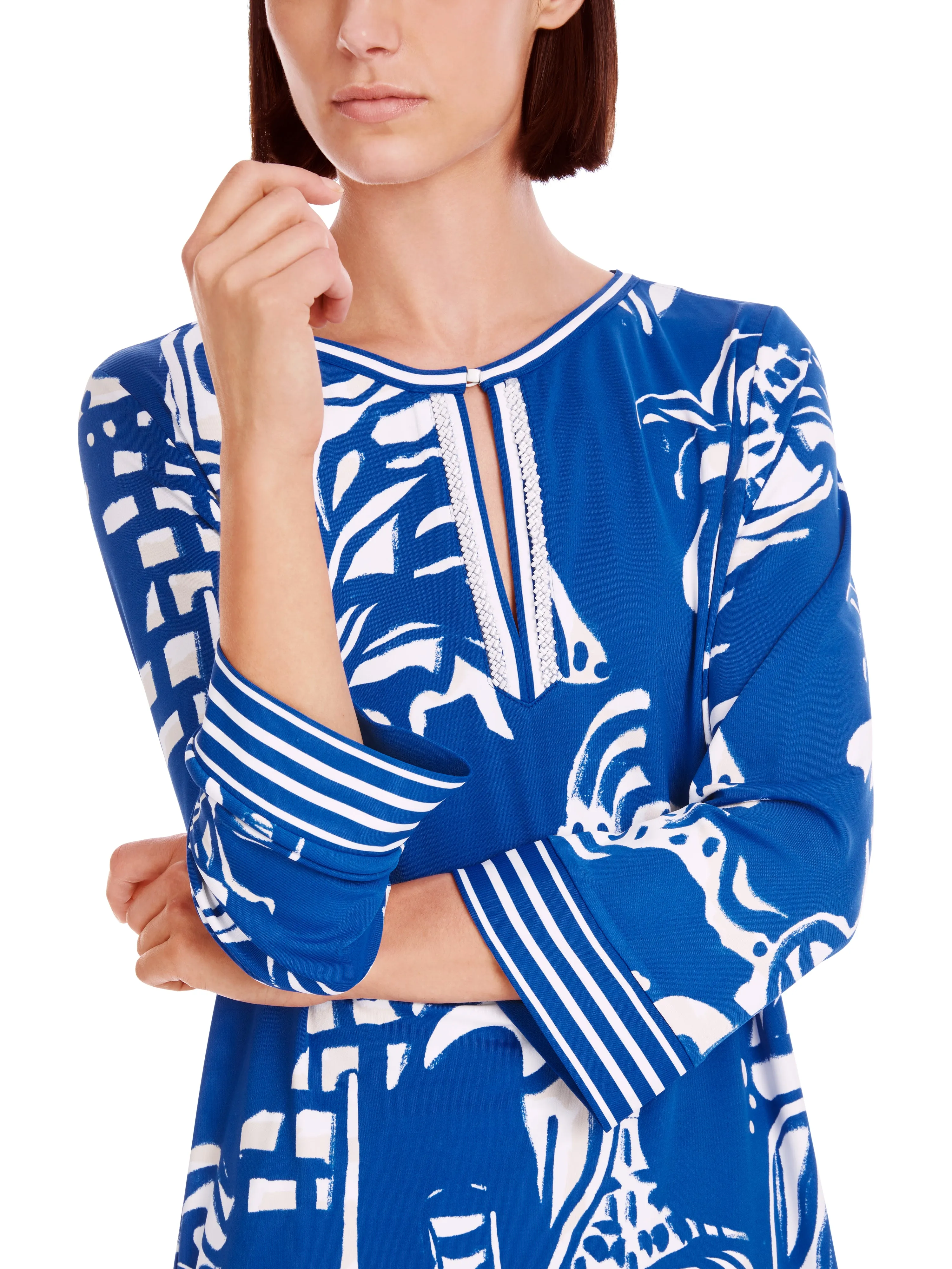 MARC CAIN Blue Abstract Design Blouse