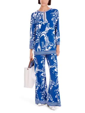 MARC CAIN Blue Abstract Design Blouse