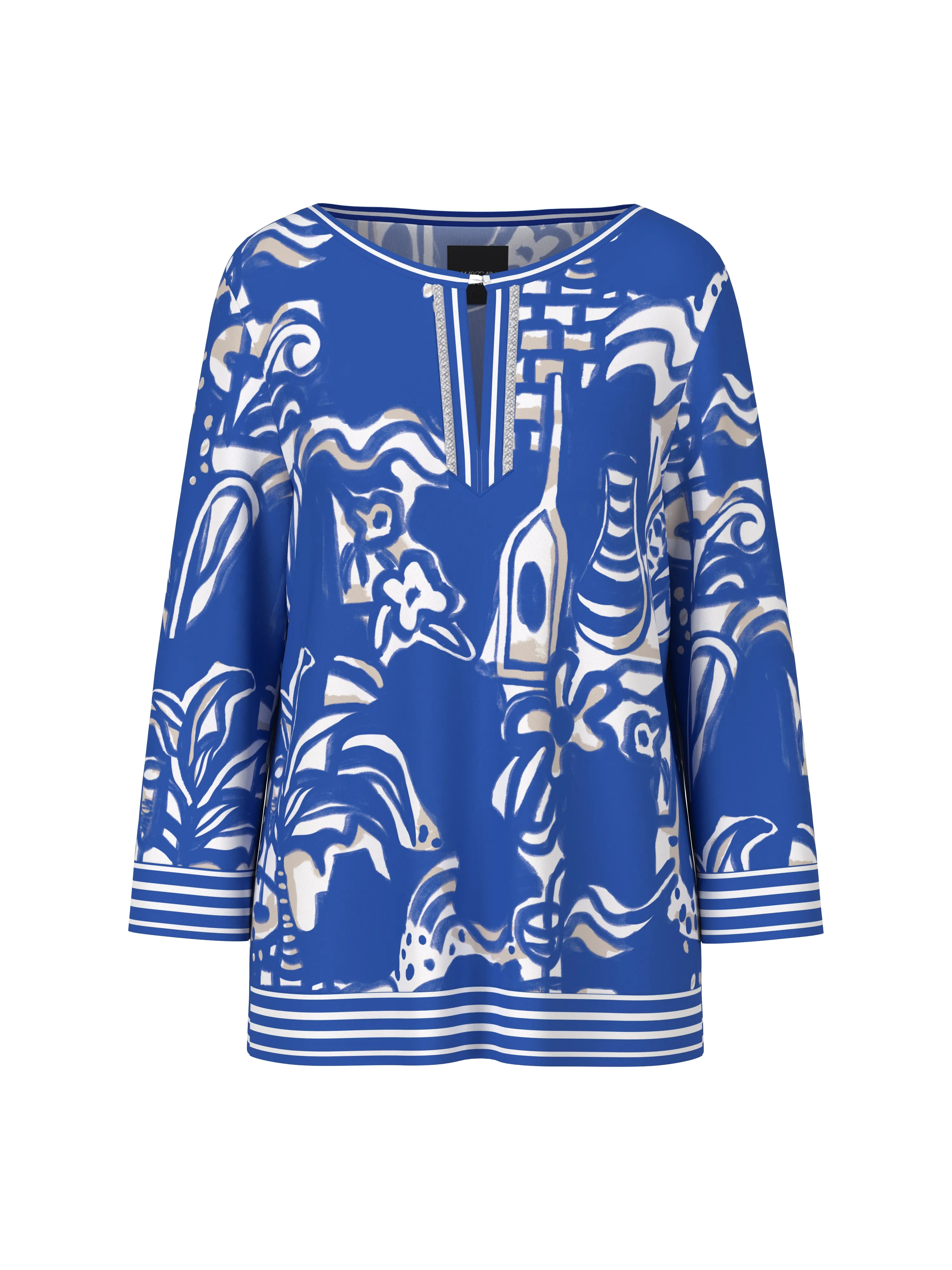 MARC CAIN Blue Abstract Design Blouse
