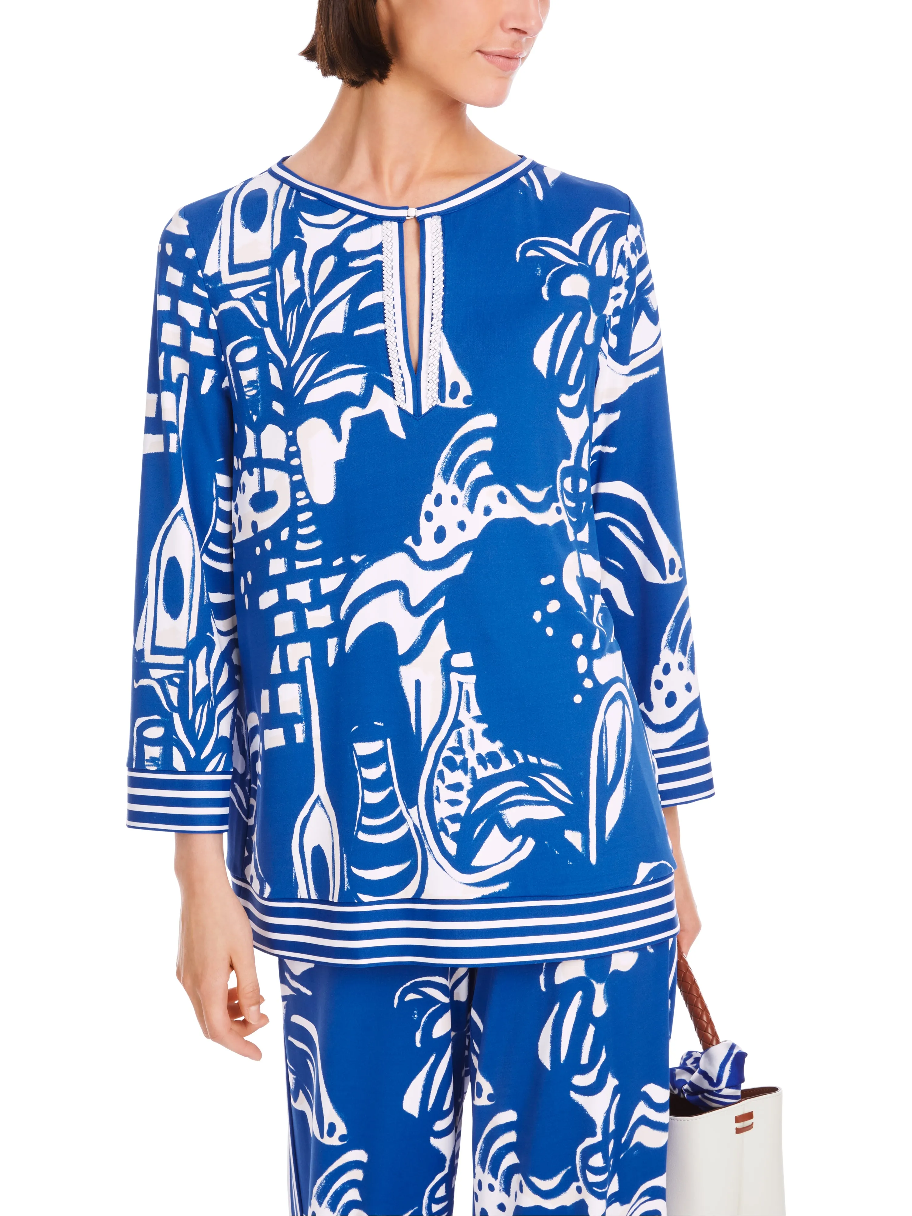 MARC CAIN Blue Abstract Design Blouse