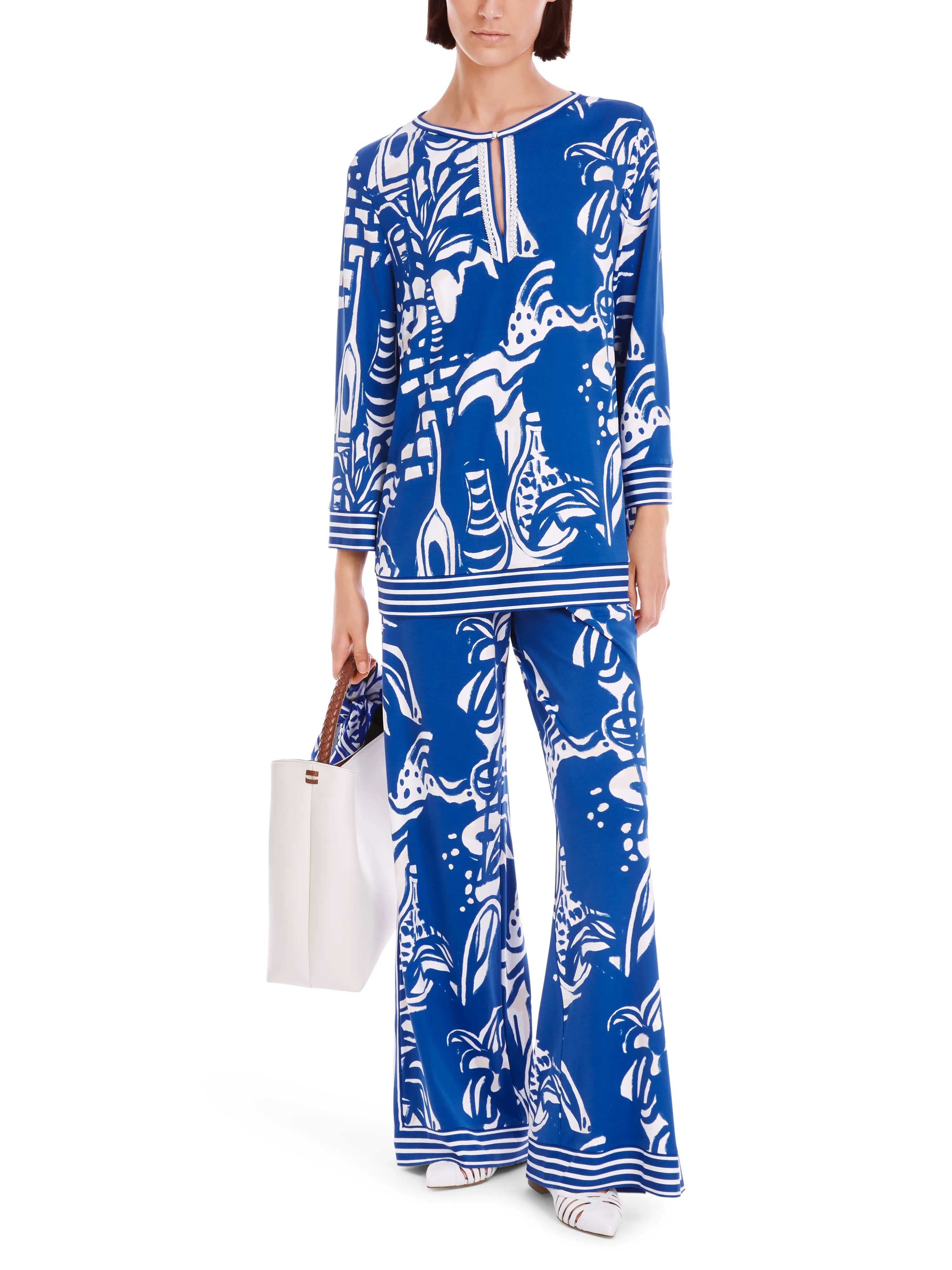 MARC CAIN Blue Abstract Design Blouse