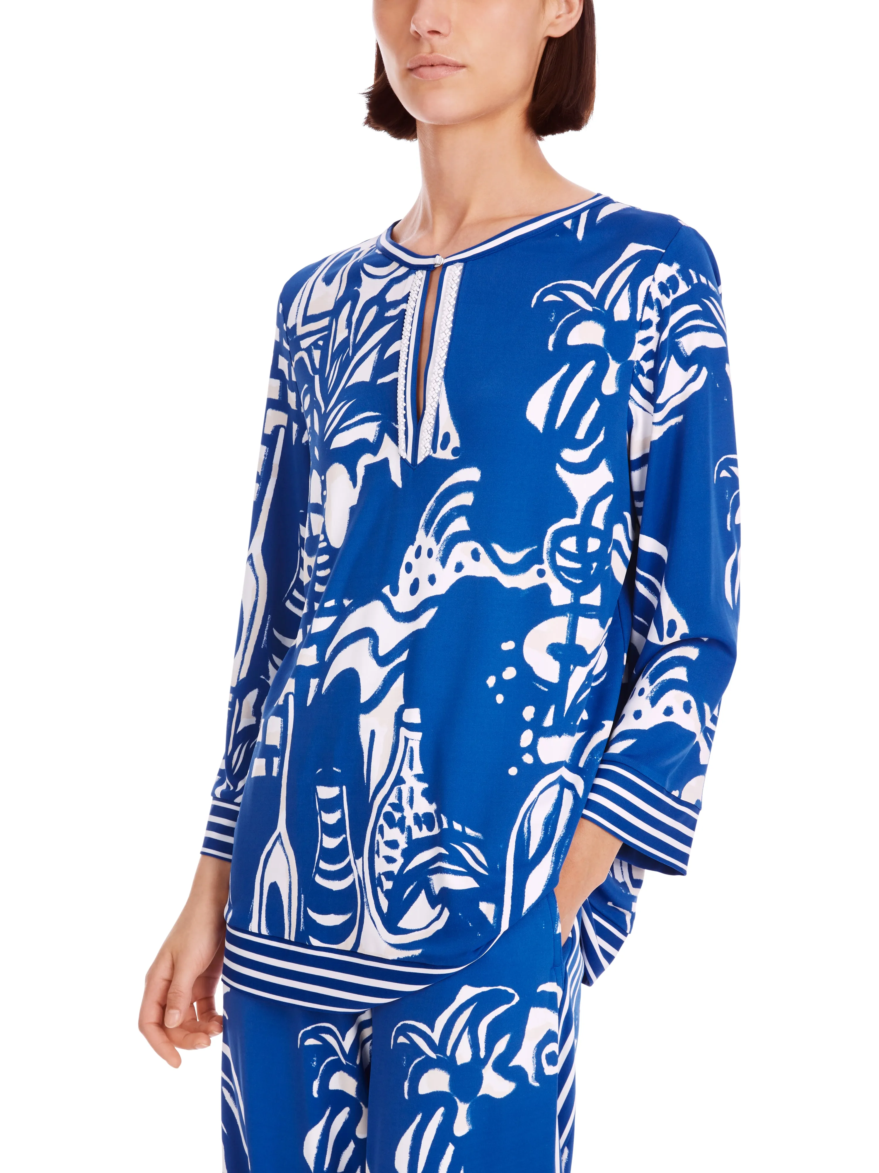 MARC CAIN Blue Abstract Design Blouse