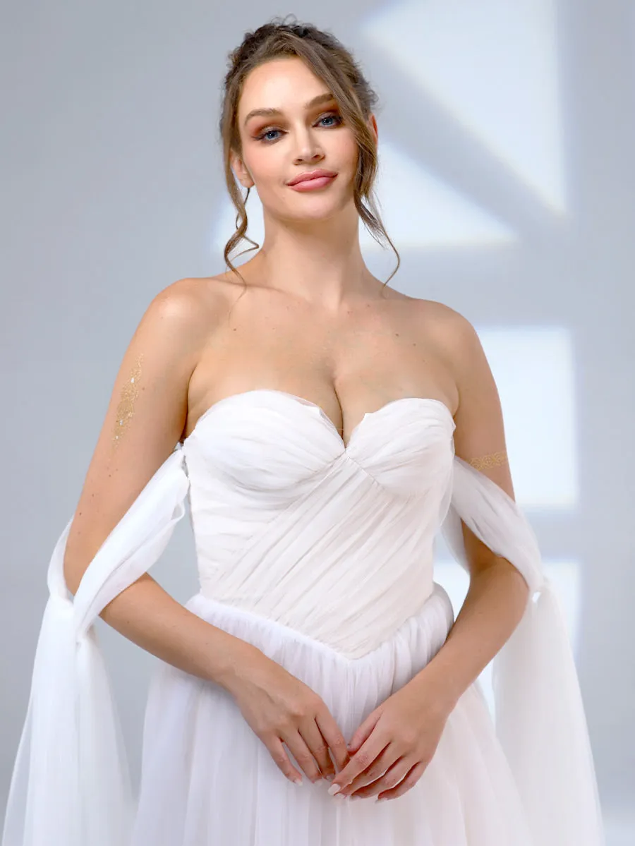 Off The Shoulder Tulle Wedding Dress Simple Romantic A Line