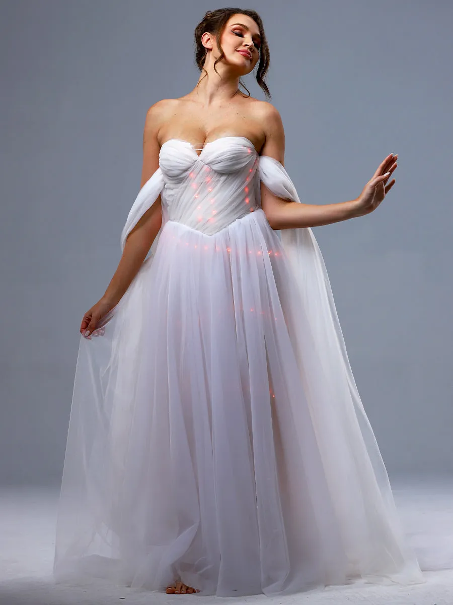 Off The Shoulder Tulle Wedding Dress Simple Romantic A Line