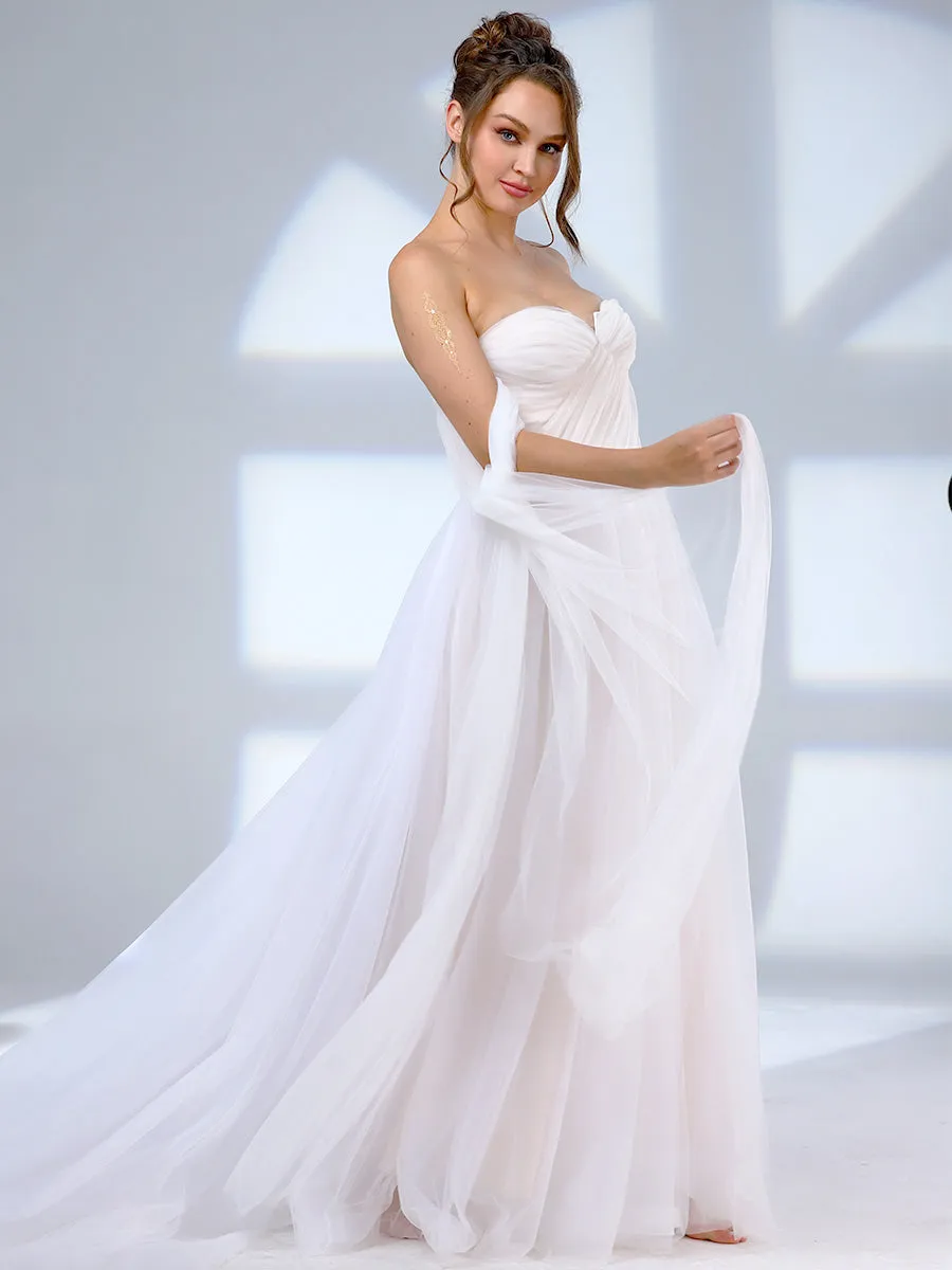 Off The Shoulder Tulle Wedding Dress Simple Romantic A Line