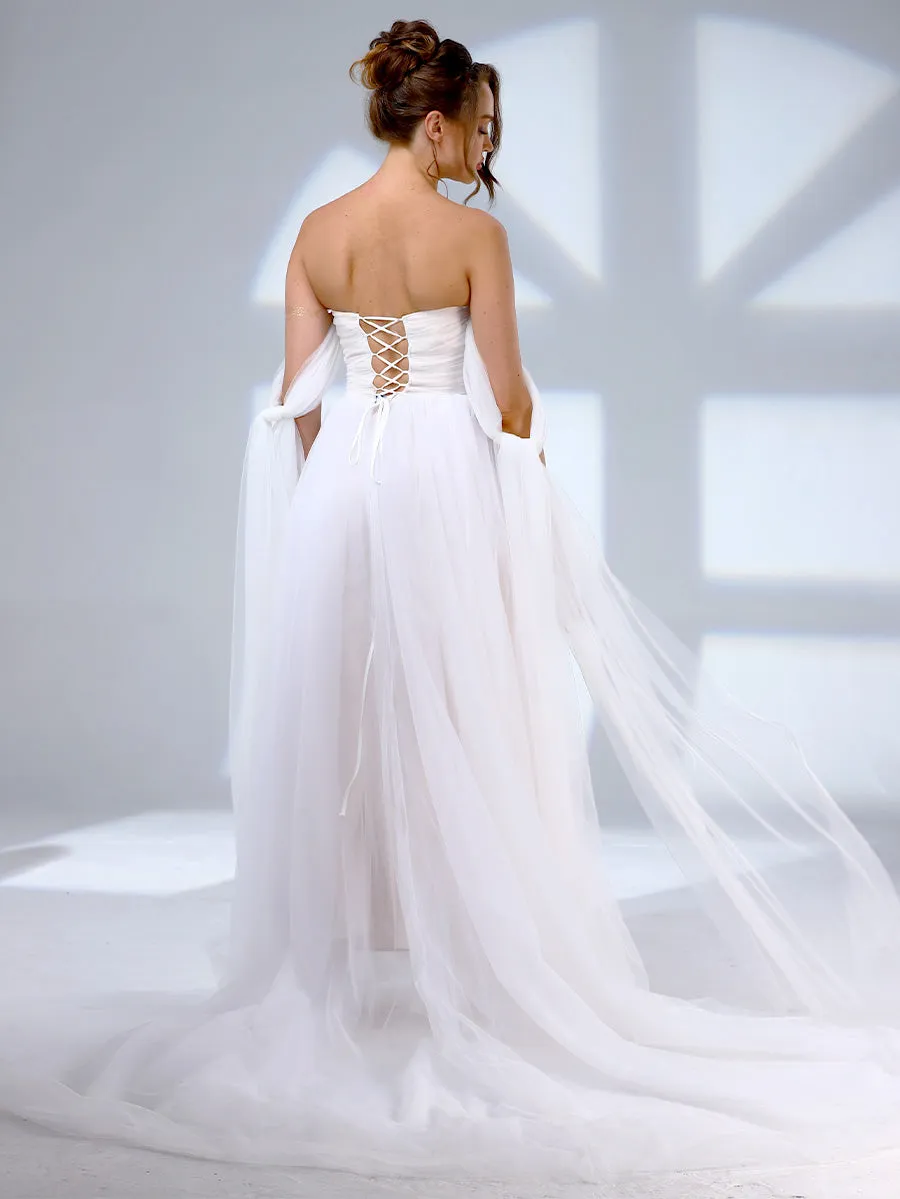 Off The Shoulder Tulle Wedding Dress Simple Romantic A Line