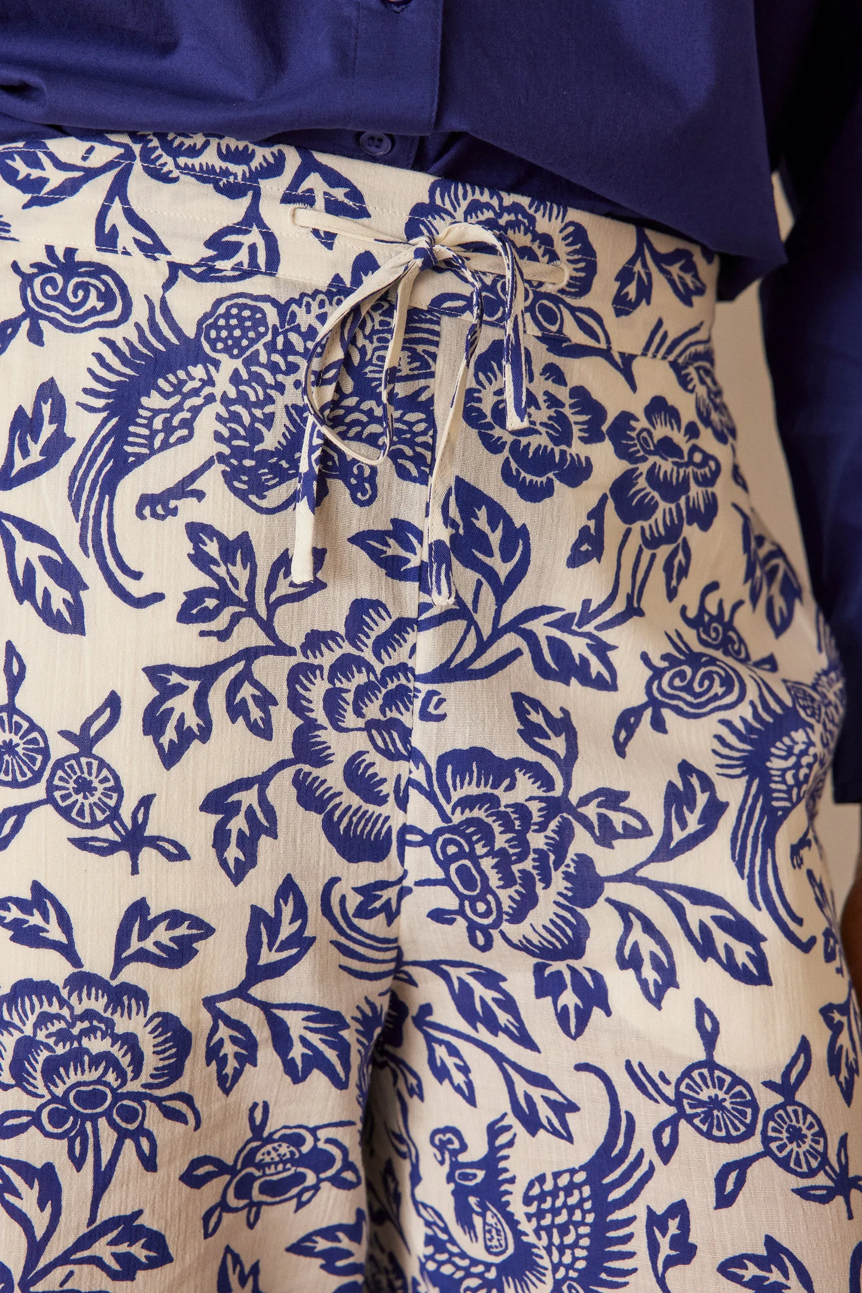 PRINCE BLUE PRINTED COTTON TROUSERS