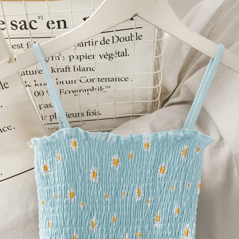 Sleeveless Daisy Dress With Mesh Layer